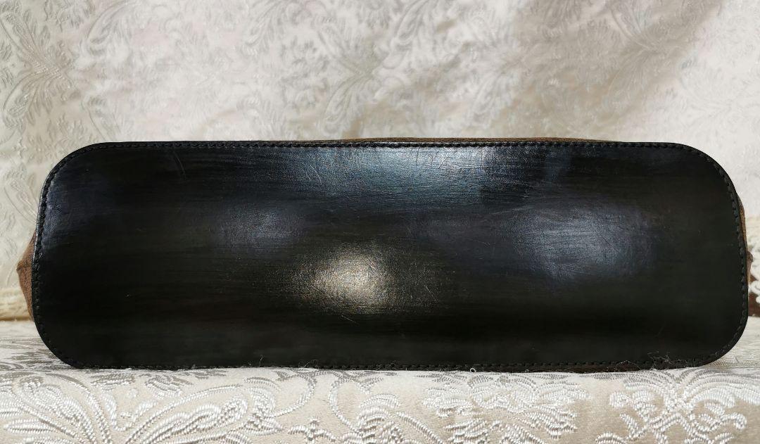 GUCCI Shoulder Bag Purse GG Canvas Leather Dark Brown Authentic