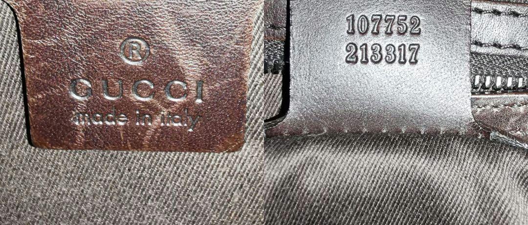 GUCCI Shoulder Bag Purse GG Canvas Leather Dark Brown Authentic