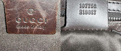 GUCCI Shoulder Bag Purse GG Canvas Leather Dark Brown Authentic