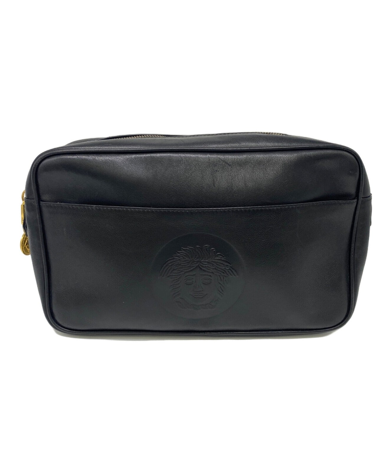 VERSACE Clutch Bag Second Bag Medusa Black Authentic
