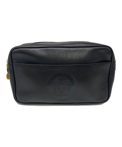 VERSACE Clutch Bag Second Bag Medusa Black Authentic