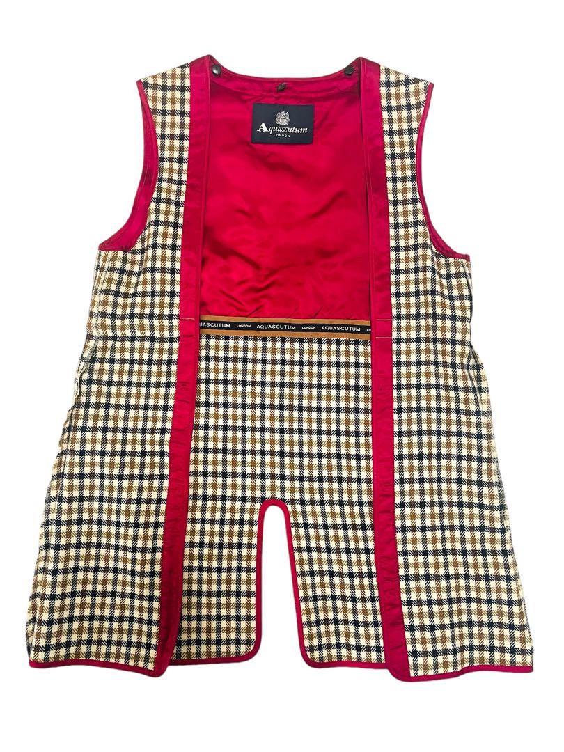 Aquascutum Trench Coat Club Check Asian fit M US size S Black Red Authentic