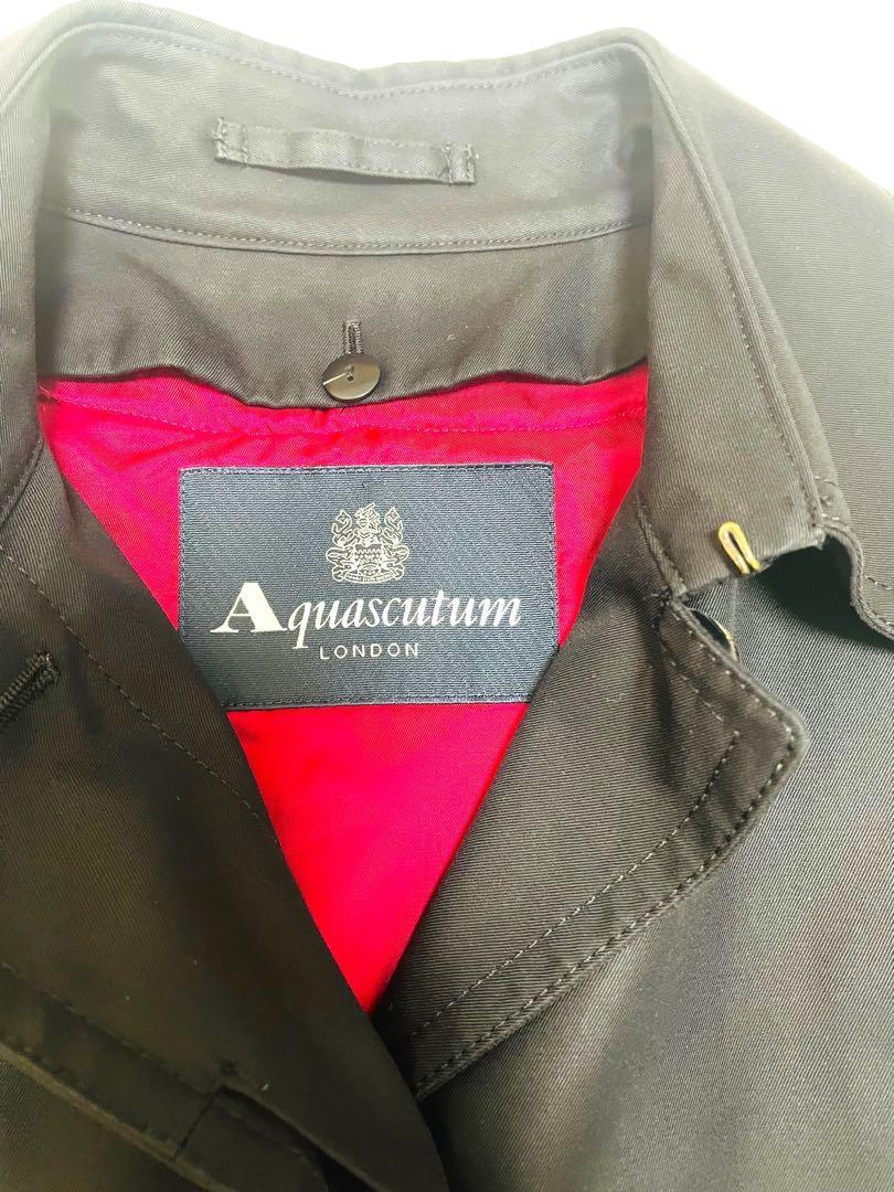 Aquascutum Trench Coat Club Check Asian fit M US size S Black Red Authentic