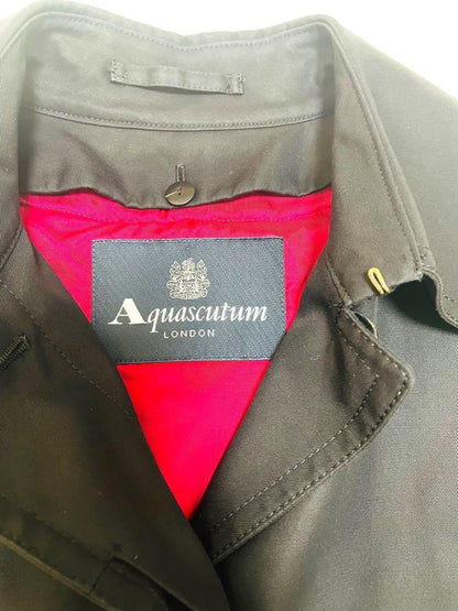Aquascutum Trench Coat Club Check Asian fit M US size S Black Red Authentic