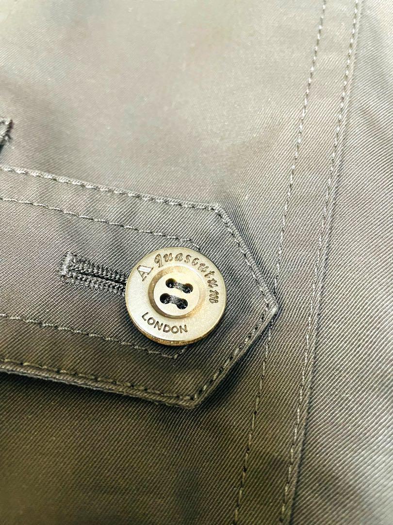 Aquascutum Trench Coat Club Check Asian fit M US size S Black Red Authentic