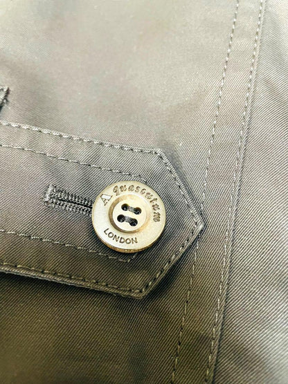 Aquascutum Trench Coat Club Check Asian fit M US size S Black Red Authentic