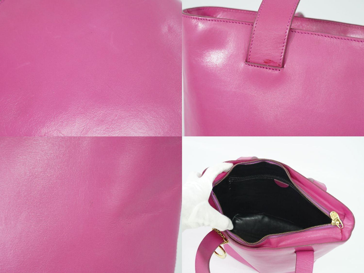 CELINE Hand Bag Tote Purse Leather Pink Authentic