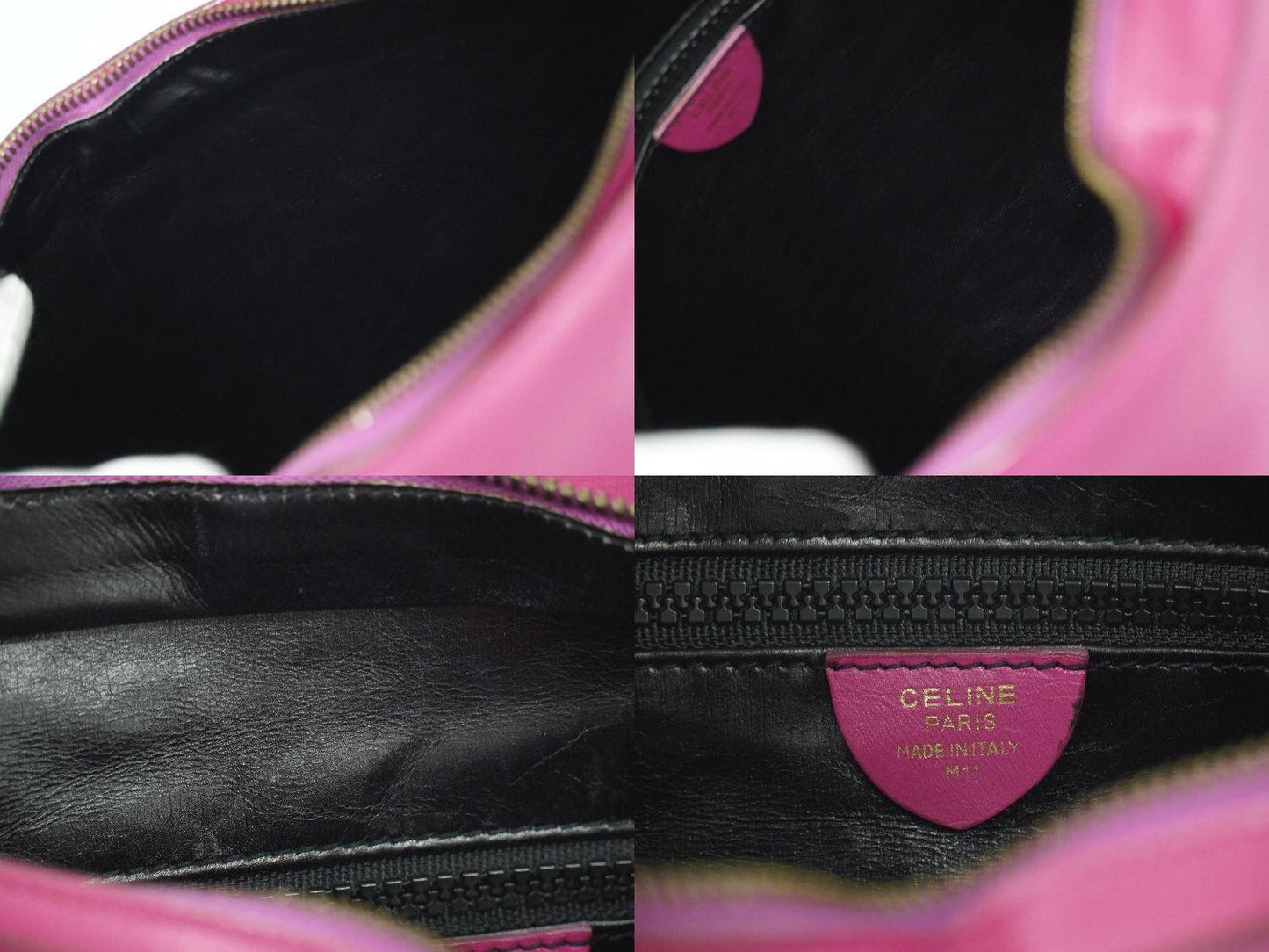 CELINE Hand Bag Tote Purse Leather Pink Authentic