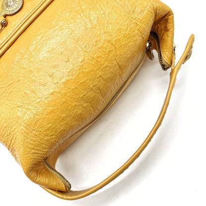 VERSACE Hand Bag Tote Purse Sunburst Leather Yellow Authentic