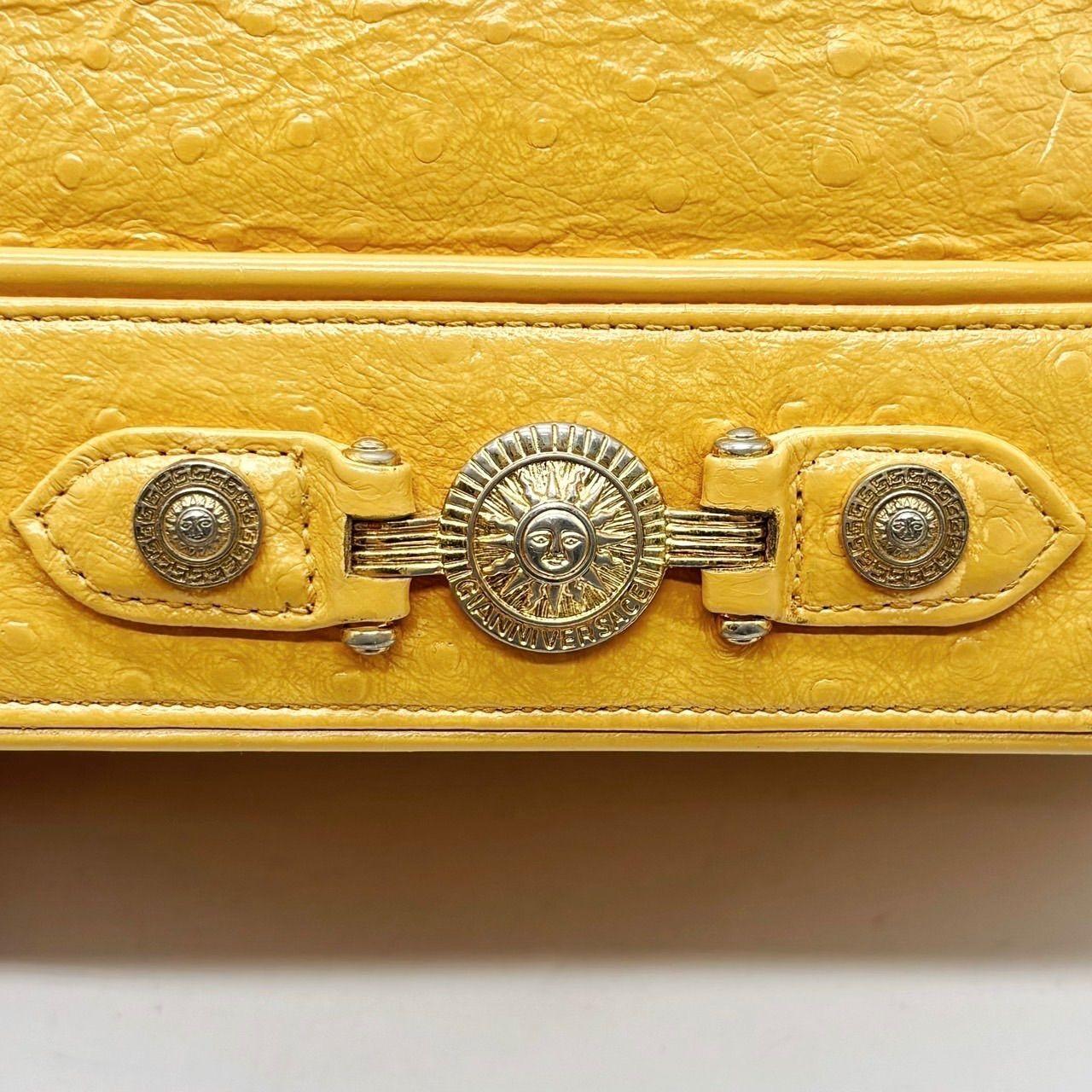 VERSACE Hand Bag Tote Purse Sunburst Leather Yellow Authentic