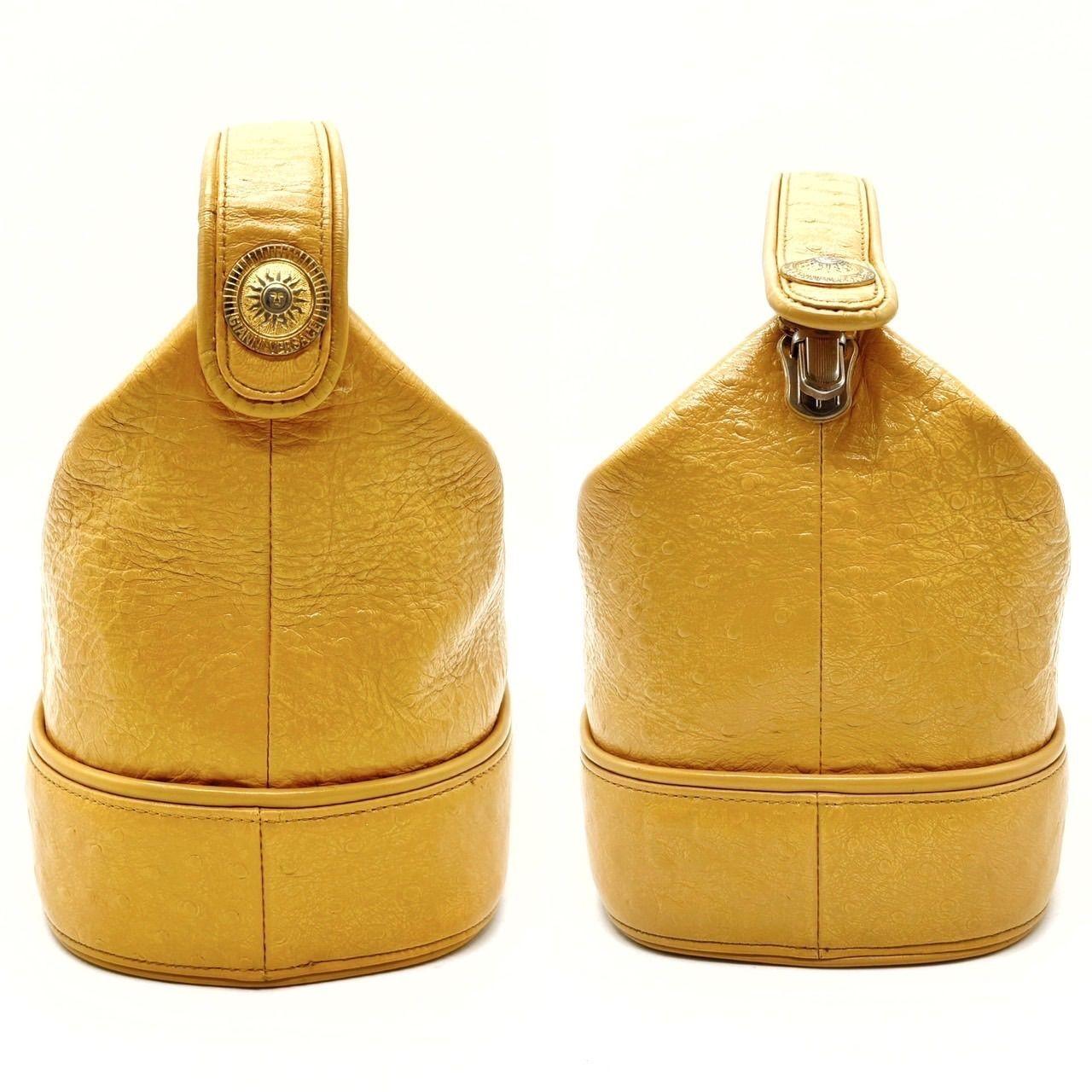 VERSACE Hand Bag Tote Purse Sunburst Leather Yellow Authentic