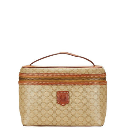 CELINE Vanity Hand Bag Tote Purse Macadam PVC Leather Beige Brown Authentic