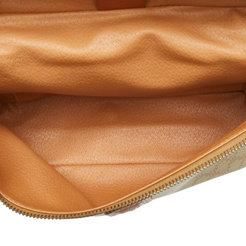 CELINE Vanity Hand Bag Tote Purse Macadam PVC Leather Beige Brown Authentic