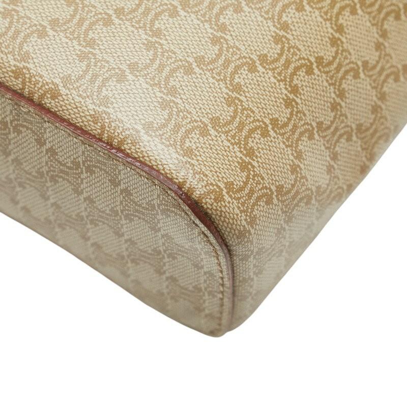 CELINE Vanity Hand Bag Tote Purse Macadam PVC Leather Beige Brown Authentic