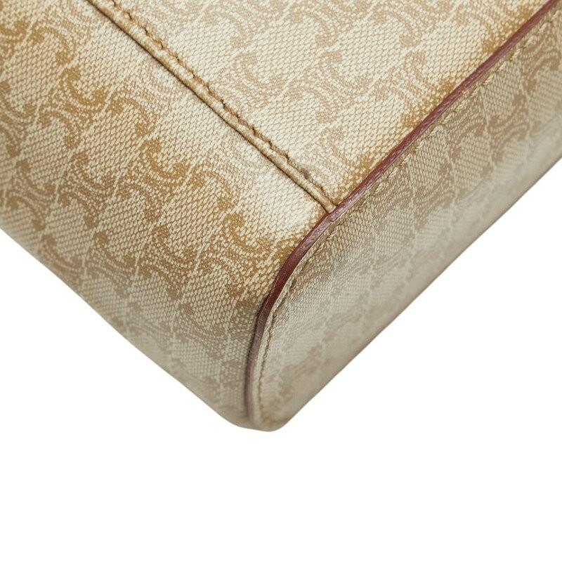 CELINE Vanity Hand Bag Tote Purse Macadam PVC Leather Beige Brown Authentic