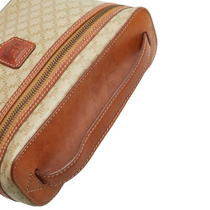 CELINE Vanity Hand Bag Tote Purse Macadam PVC Leather Beige Brown Authentic