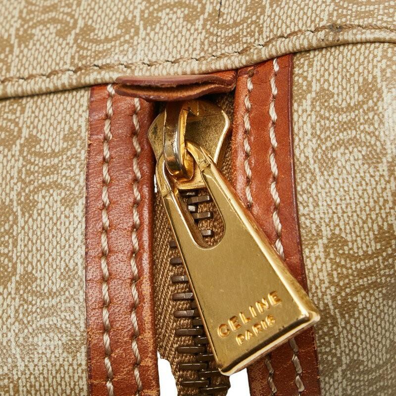 CELINE Vanity Hand Bag Tote Purse Macadam PVC Leather Beige Brown Authentic