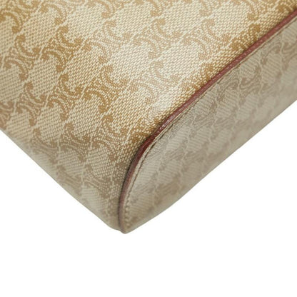 CELINE Vanity Hand Bag Tote Purse Macadam PVC Leather Beige Brown Authentic