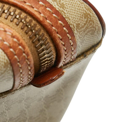 CELINE Vanity Hand Bag Tote Purse Macadam PVC Leather Beige Brown Authentic