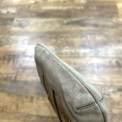 FENDI Hand Bag Tote Purse FF Zucca Zucchino Suede Gray Beige Authentic