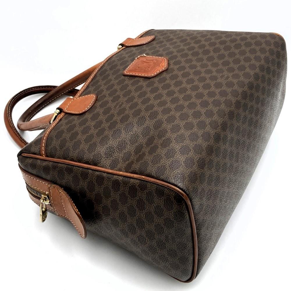CELINE Hand Bag Tote Purse Macadam PVC Leather Brown Authentic
