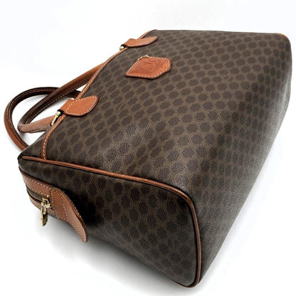 CELINE Hand Bag Tote Purse Macadam PVC Leather Brown Authentic