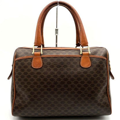 CELINE Hand Bag Tote Purse Macadam PVC Leather Brown Authentic