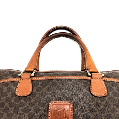 CELINE Hand Bag Tote Purse Macadam PVC Leather Brown Authentic