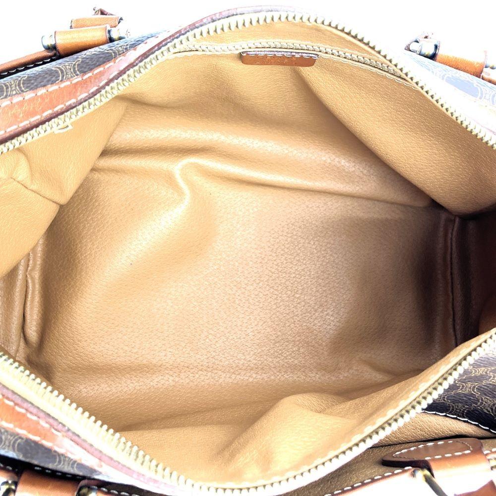 CELINE Hand Bag Tote Purse Macadam PVC Leather Brown Authentic