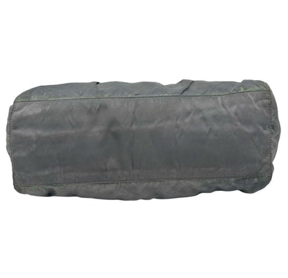 PRADA Hand Shoulder Bag Tote Purse 2way Logo Nylon Leather Gray Authentic