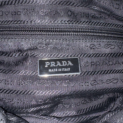 PRADA Hand Shoulder Bag Tote Purse 2way Logo Nylon Leather Gray Authentic