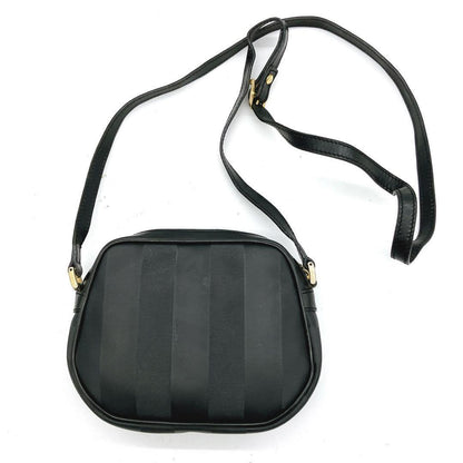 FENDI Shoulder Bag Purse FF Pecan PVC Black Authentic