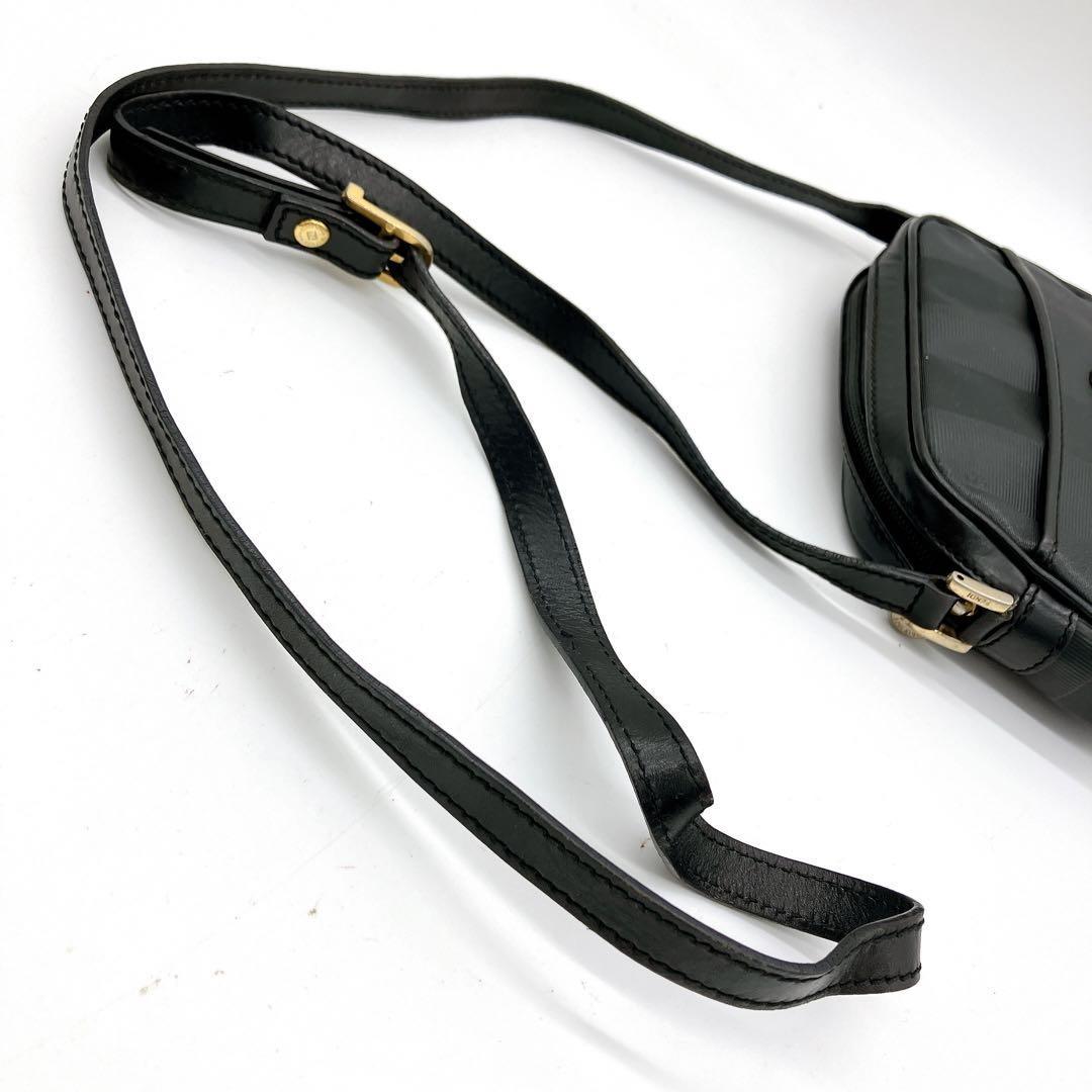 FENDI Shoulder Bag Purse FF Pecan PVC Black Authentic