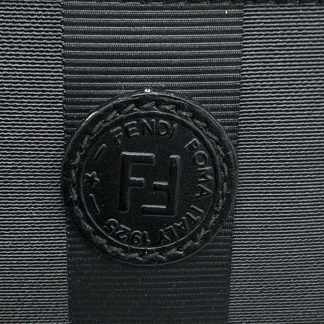 FENDI Shoulder Bag Purse FF Pecan PVC Black Authentic