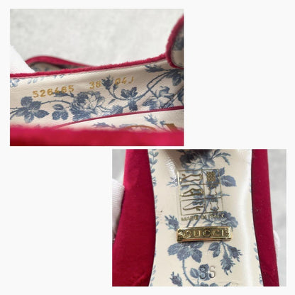 GUCCI Shoes Pumps Heel GG EU 36 US 6 Red Authentic
