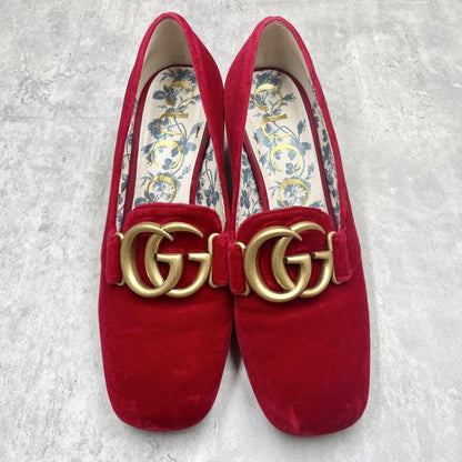 GUCCI Shoes Pumps Heel GG EU 36 US 6 Red Authentic