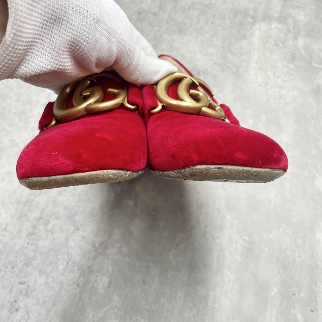 GUCCI Shoes Pumps Heel GG EU 36 US 6 Red Authentic