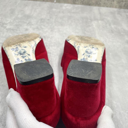 GUCCI Shoes Pumps Heel GG EU 36 US 6 Red Authentic