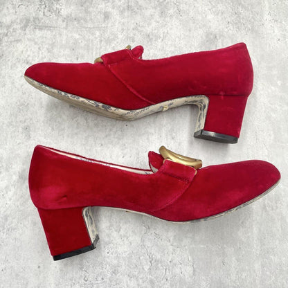 GUCCI Shoes Pumps Heel GG EU 36 US 6 Red Authentic