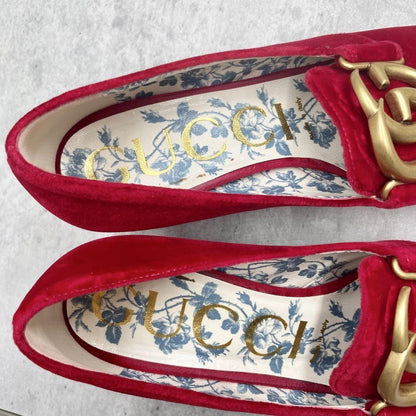 GUCCI Shoes Pumps Heel GG EU 36 US 6 Red Authentic