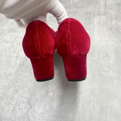 GUCCI Shoes Pumps Heel GG EU 36 US 6 Red Authentic