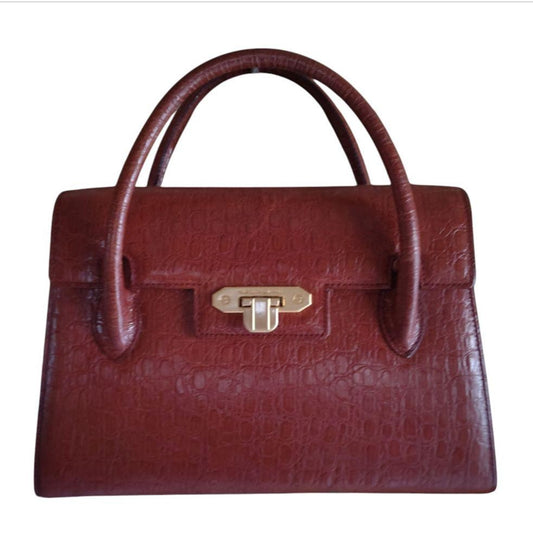 Valentino Garavani Hand Bag Tote Purse Leather Brown Authentic