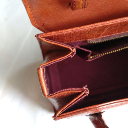 Valentino Garavani Hand Bag Tote Purse Leather Brown Authentic