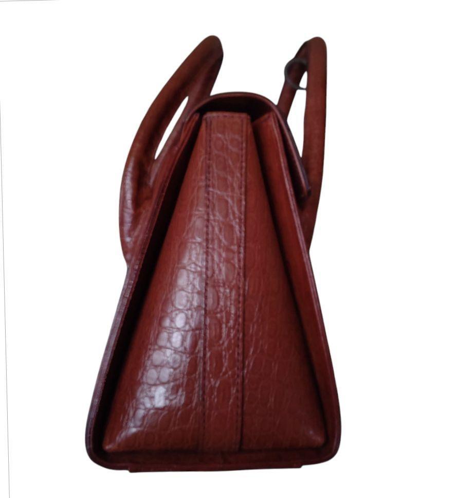 Valentino Garavani Hand Bag Tote Purse Leather Brown Authentic