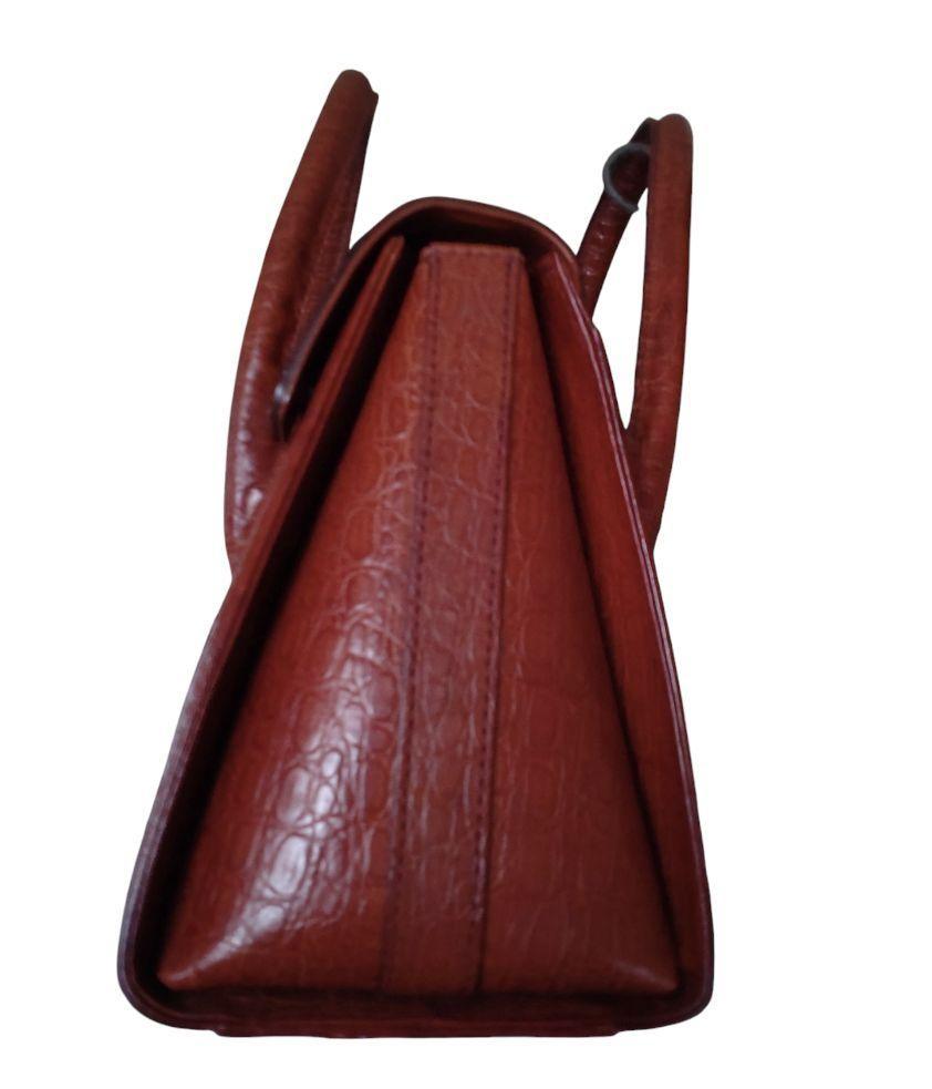 Valentino Garavani Hand Bag Tote Purse Leather Brown Authentic