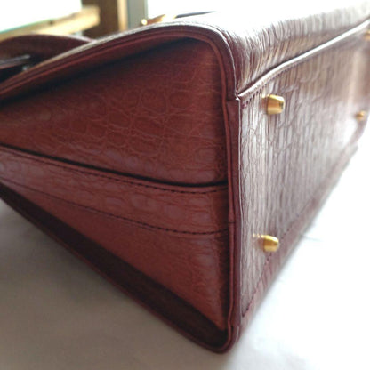 Valentino Garavani Hand Bag Tote Purse Leather Brown Authentic