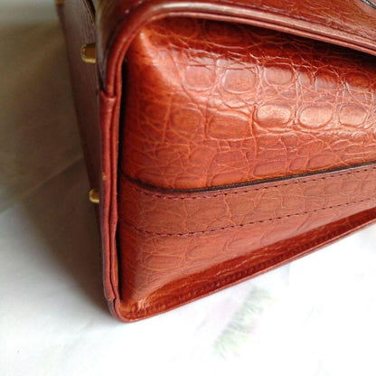 Valentino Garavani Hand Bag Tote Purse Leather Brown Authentic