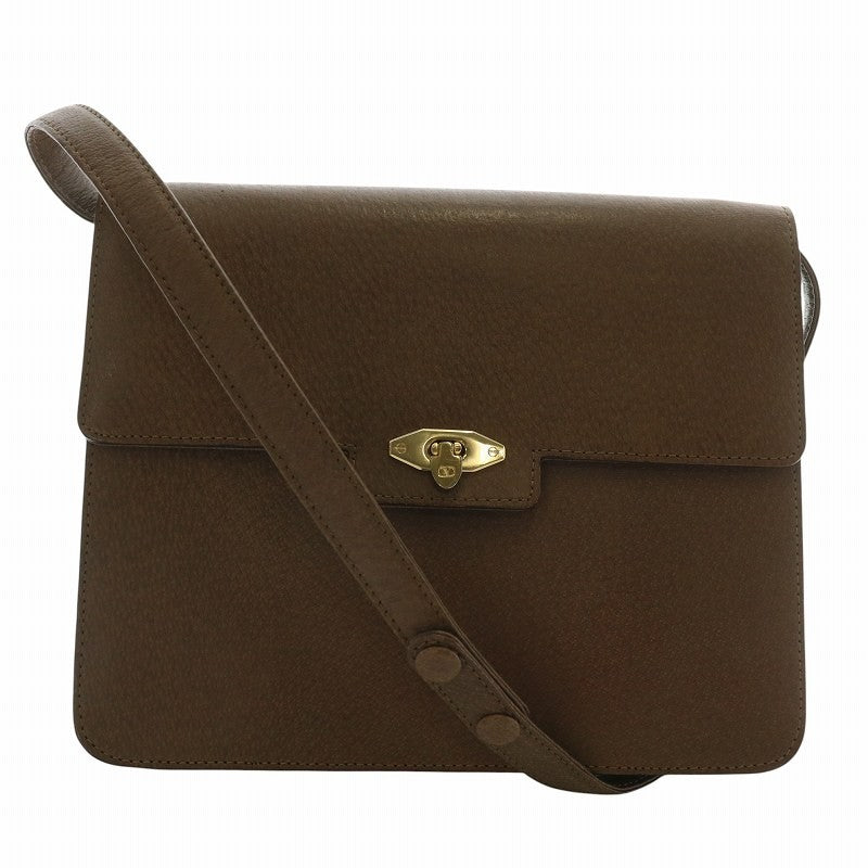 Valentino Garavani Shoulder Bag Purse Logo Leather Brown Authentic