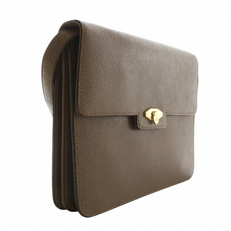 Valentino Garavani Shoulder Bag Purse Logo Leather Brown Authentic