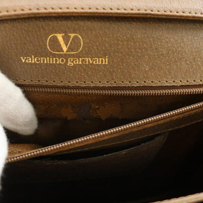 Valentino Garavani Shoulder Bag Purse Logo Leather Brown Authentic